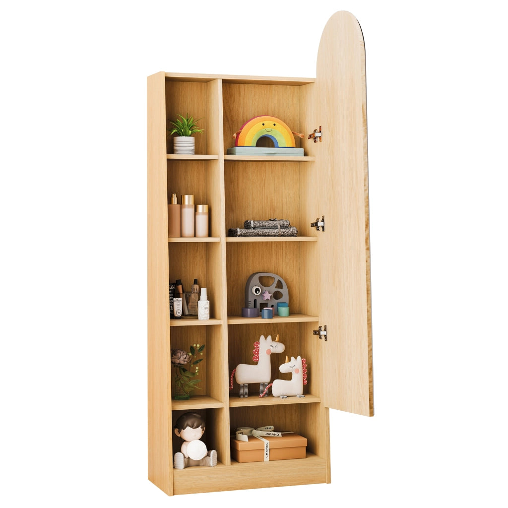 ARMADIO ALTO CON SPECCHIO 165x60x28 cm MDF Naturale
