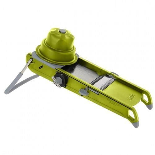 De Buyer 2015.23 Swing Plus Affettatrice Manuale Regolabile Spessore da 0.5 a 10 mm Lama Liscia e Ondulata Piedini Antiscivolo Pusher Ergonomico Colore Verde