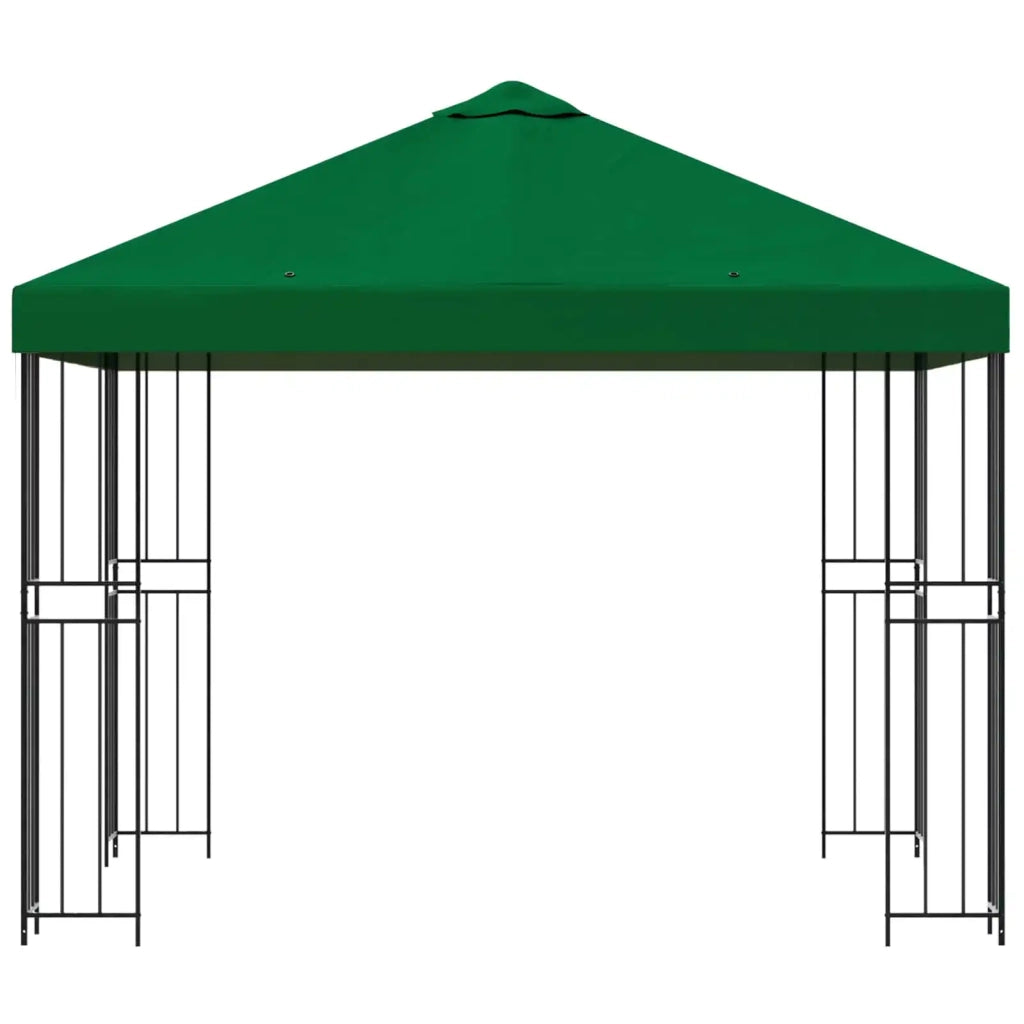 Gazebo | Pergolato 3 x 3 m Verde Poliestere e Acciaio 190 gsm