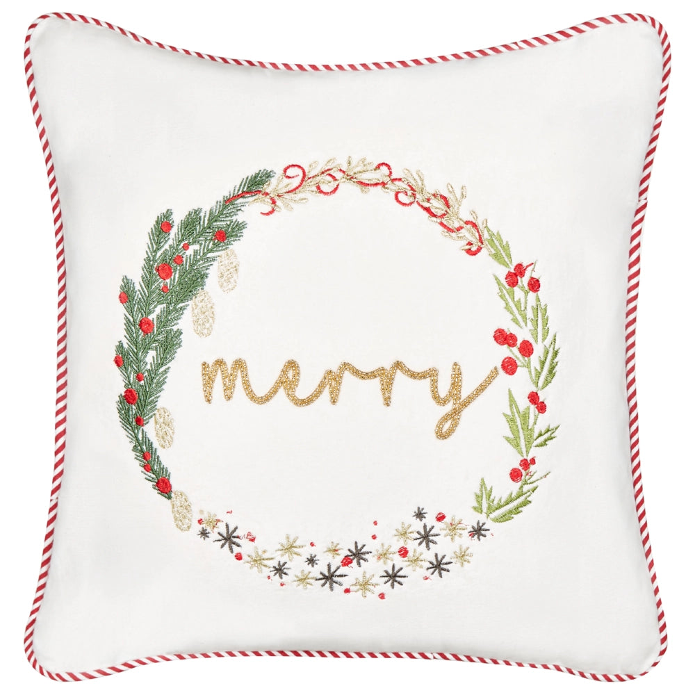 Cuscino decorativo in tessuto di velluto bianco 45 x 45 cm Motivo natalizio in cotone sfoderabile Soggiorno Camera da letto