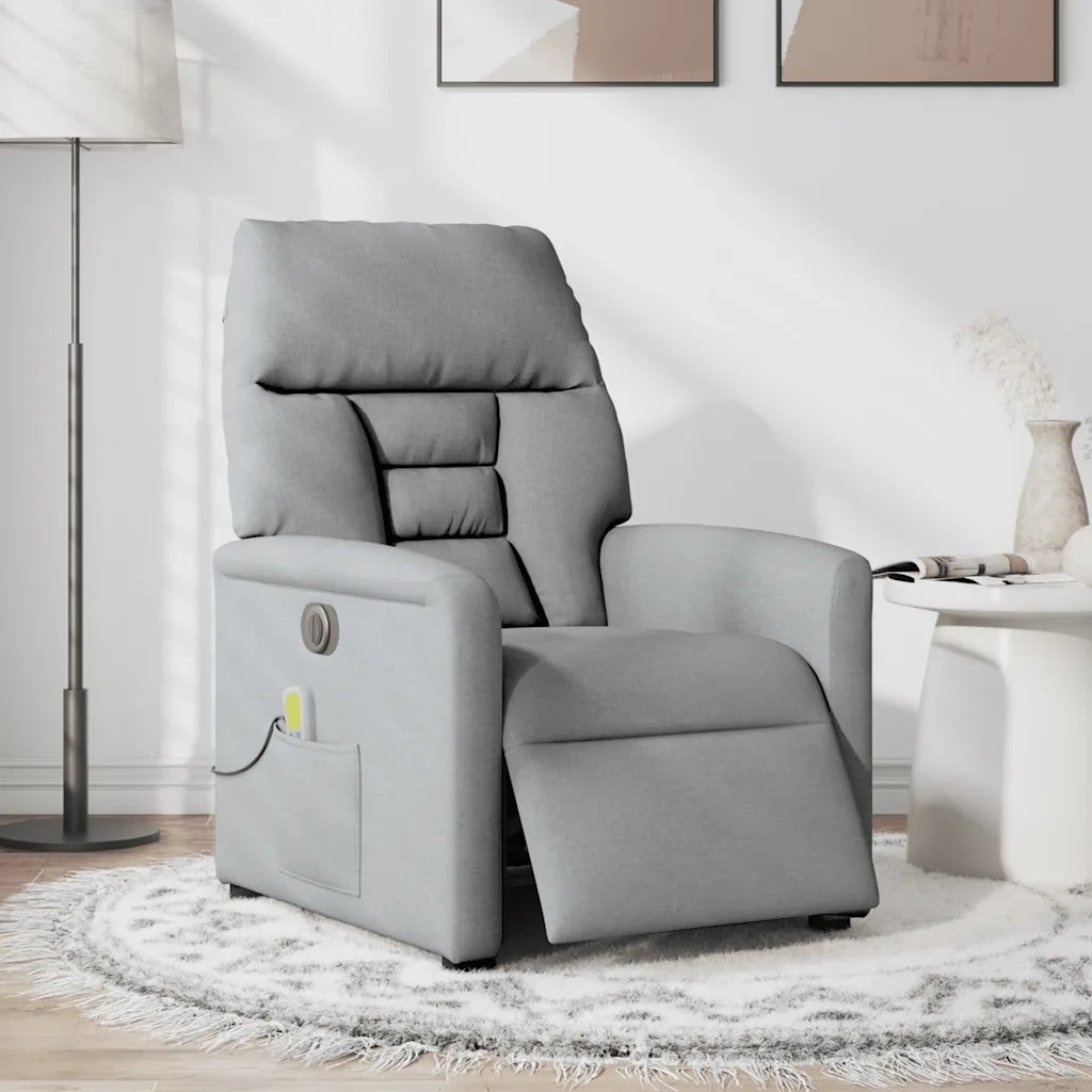 Divano Sedia-Poltrona Reclinabile Massaggio Elettrica Grigio Chiaro Tessuto 288897