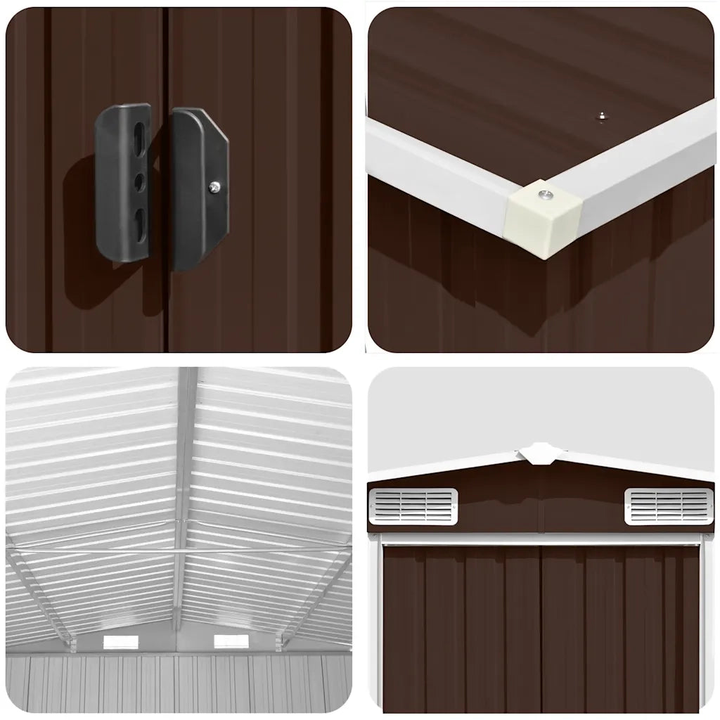 Casetta da Giardino 257x580x181 cm in Metallo Marrone 143355