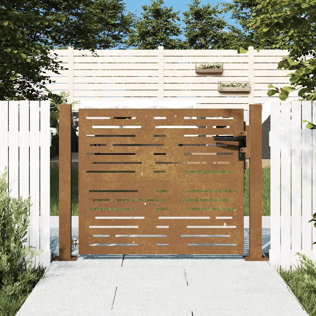 Cancello da giardino 100x75 cm in acciaio Corten design quadrato 153250