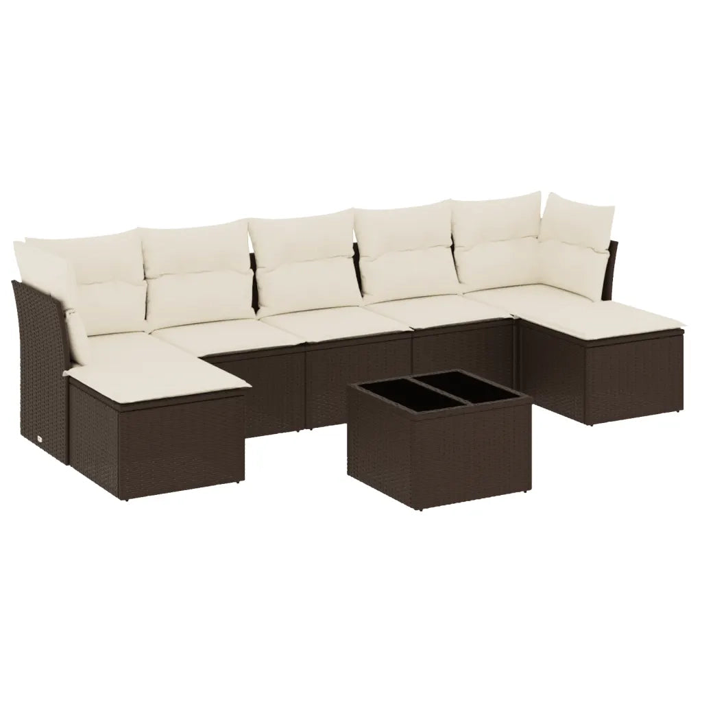 Set Divani da Giardino 8 pz con Cuscini Marrone in Polyrattan 3249882