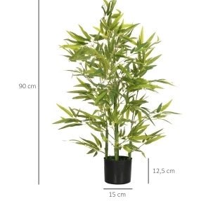 Bambù artificiale 90 cm in plastica con vaso, pianta decorativa realistica per interni