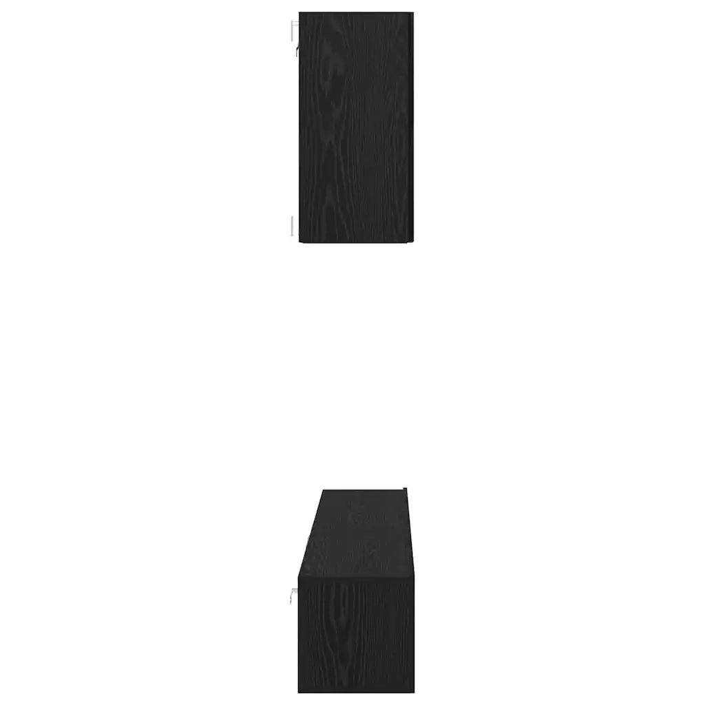 Set mobile TV 5 pz-Credenza per TV Rovere Nero Legno multistrato 439484