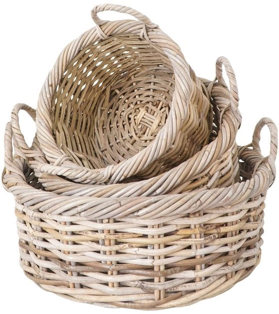 Set a tre contenitori in rattan di kubu - 50 cm x 50 cm x 28 cm