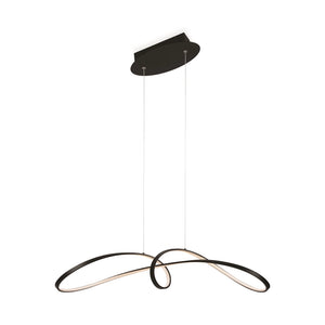 Lampadario A Sospensione Moderno Curve Alluminio Nero 1 Luce Led 42W