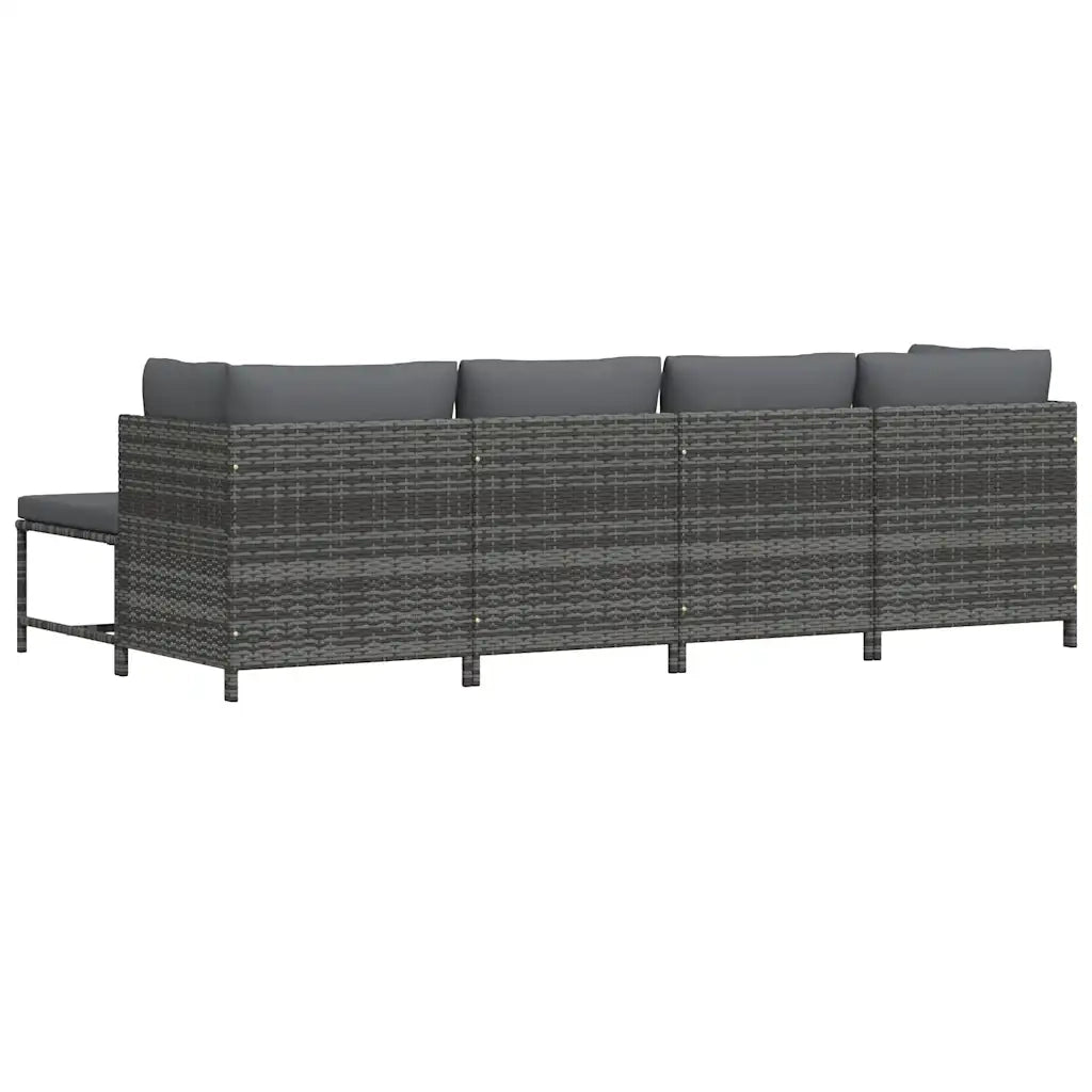 Set Divani da Giardino 4 pz | Set Salotto da Giardino con Cuscini in Polyrattan Grigio