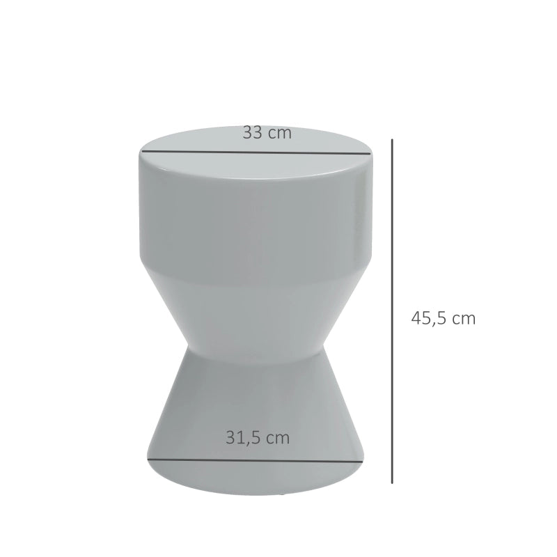 Sgabello in ceramica resistente alle intemperie a forma di clessidra per giardino e terrazzo grigio chiaro