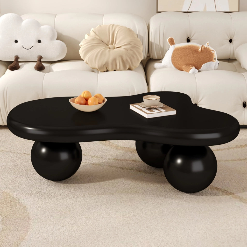 Tavolino da caffè 95x62.5x32 cm con LED a 16 colori in MDF nero