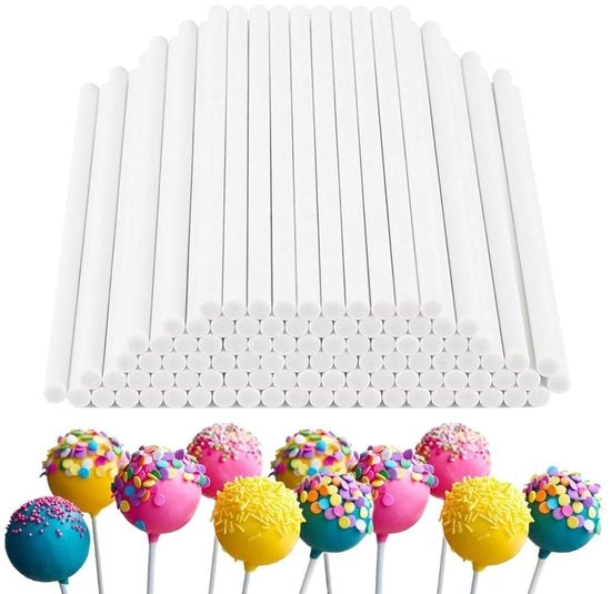 Canditi in forma di pallina 100 pezzi - Stuzzicadenti bianchi - Strumenti per dolci - 10 cm - Materiale: carta - Leggero - Senza bordi taglienti - Stuzzicadenti per dolci