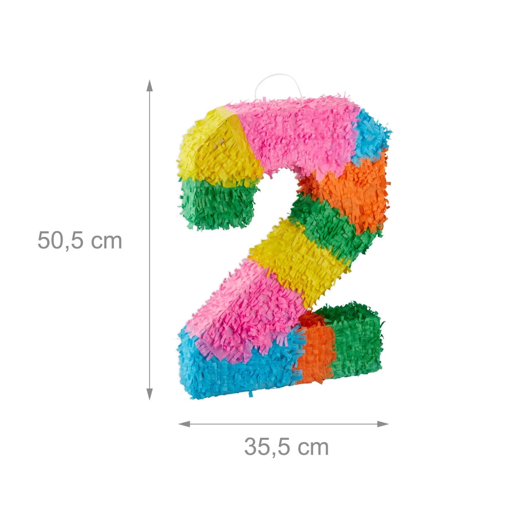 Pignatta a numero decorativa da appendere per compleanno 50,5 x 35,5 x 7,5 cm in carta multicolore 13_0006882