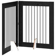 Cancello per cani con supporti 2 pz Rovere Nero 80 x 100 cm CFW4285285