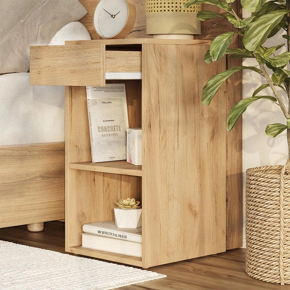 Comodino Dany, Quercia dorata, Set di 2