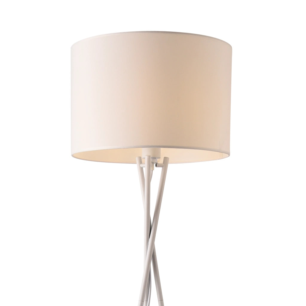 Lampada da Terra Grenoble con Paralume in Tessuto e Struttura a Treppiede in Metallo - Bianco lux.pro