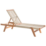 Lettino da giardino per piscina sdraio reclinabile in legno d'acacia corda beige esterno elegante