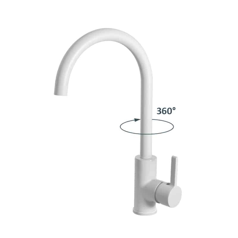 Rubinetto Miscelatore Cucina Quareco monocomando canna alta girevole Bianco QMFC04BI