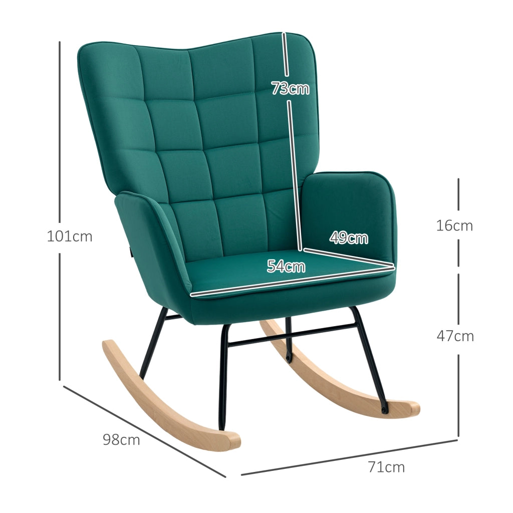 Poltrona Dondolo Massaggiante in Velluto Verde con Struttura in Metallo ¨C Minimal ¨C 71x98x101 cm