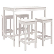 Set Bar da Giardino 5 pz | Set Salotto da Giardino Bianco in Legno Massello di Pino