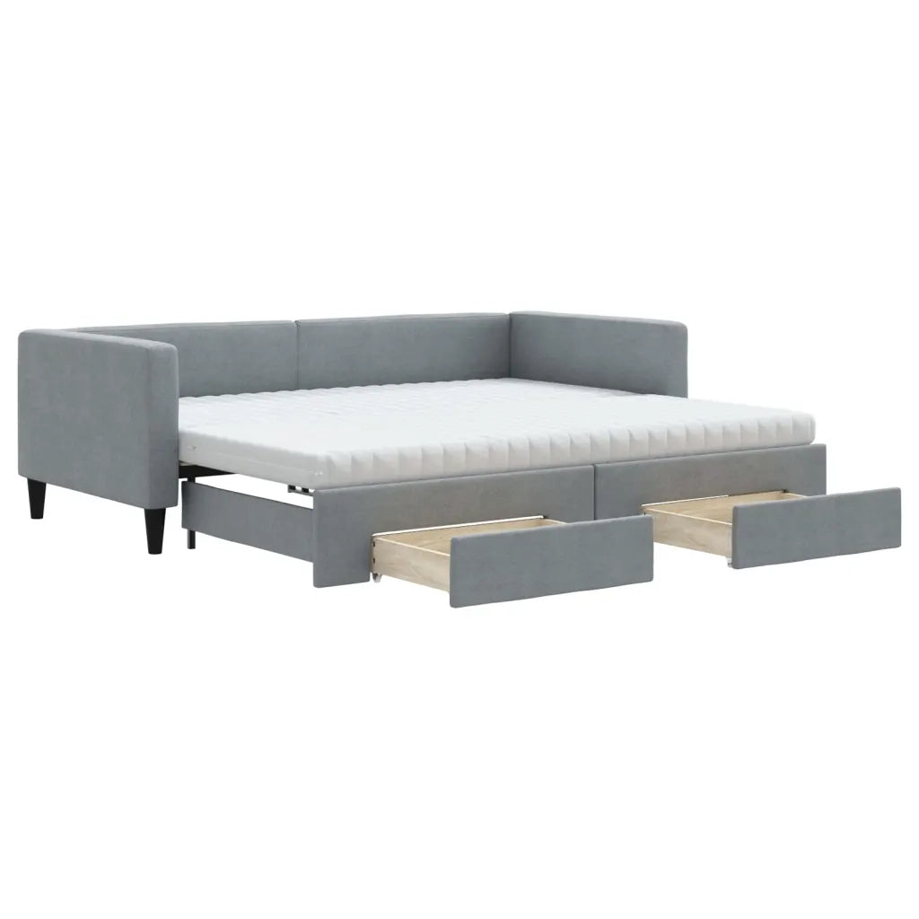 Divano Letto Estraibile Cassetti Grigio Chiaro 90x190cm Tessuto 3196642