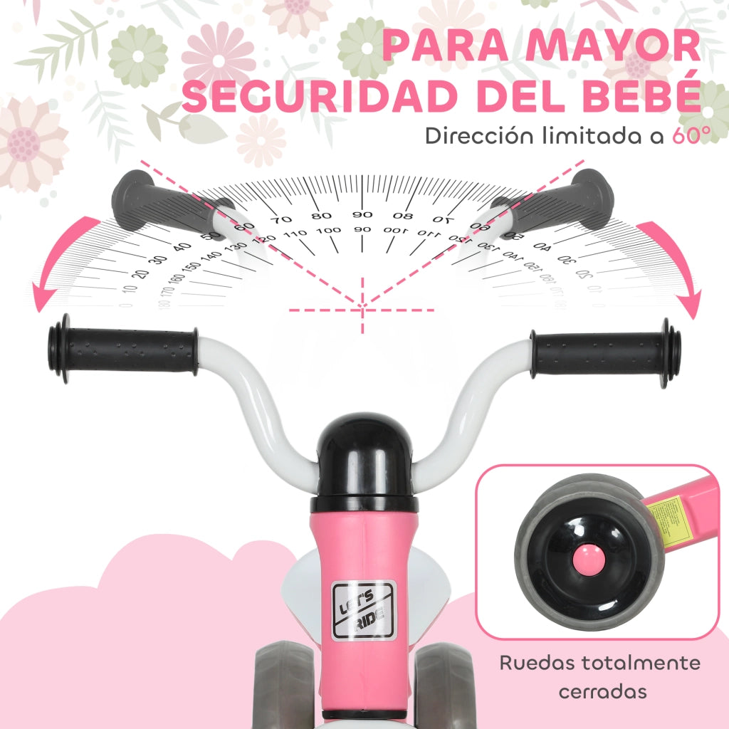 Bicicletta senza Pedali per Bambini 12-36 Mesi con Ruote Silenziose e Manubrio a 60¡ã ¨C zephmum ¨C Rosa