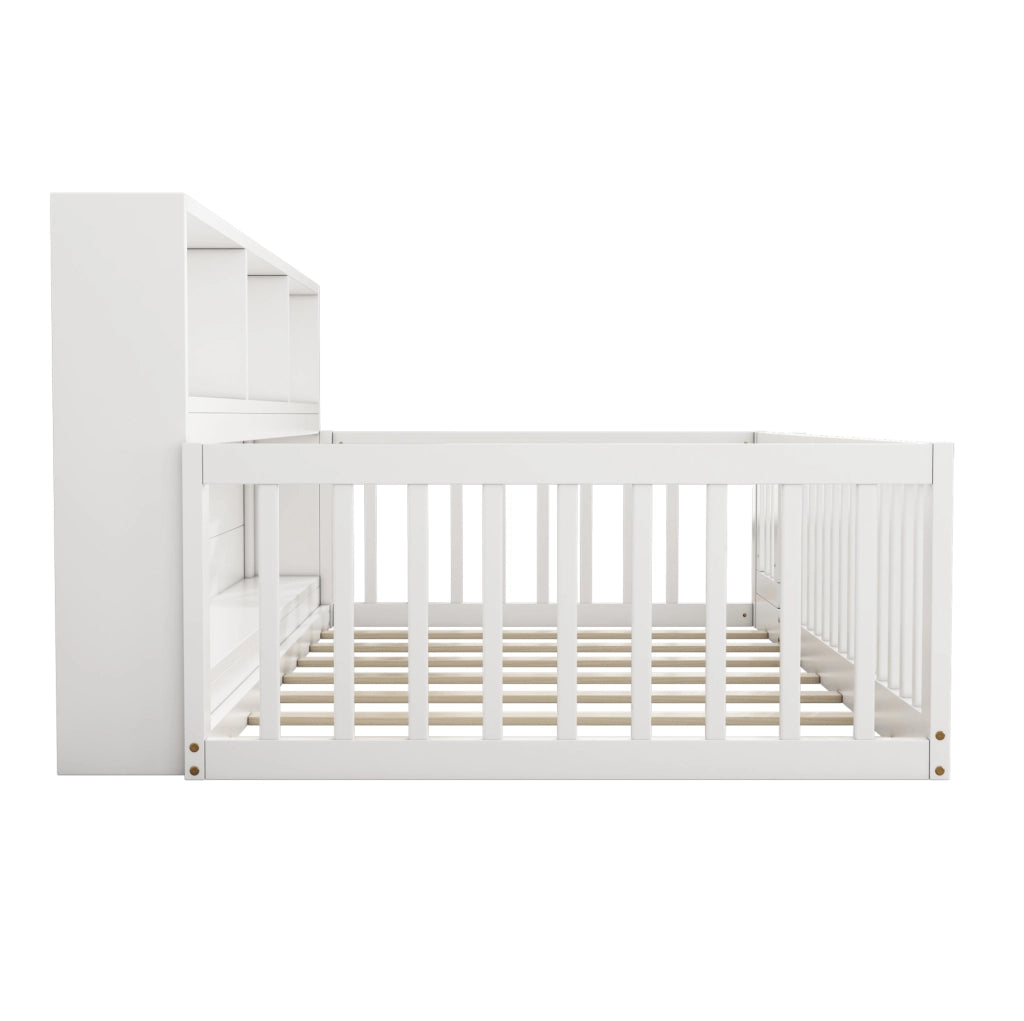 Letto daybed 90x200 cm con sponde di sicurezza e vani laterali