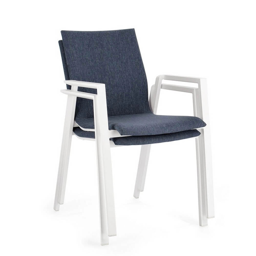 Set di 4 Sedia da Esterno con Braccioli in Alluminio e Tessuto - CLASSICAL