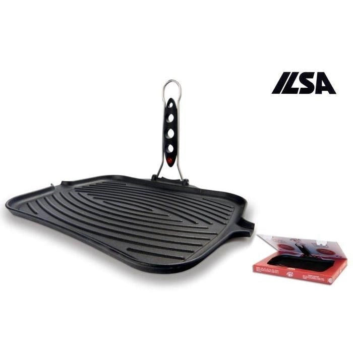 Ilsa 02450280GBS Dietella Go Bistecchiera Rettangolare Maxi Ghisa Smaltata Indicatore Termico 28x36 cm colore Nero