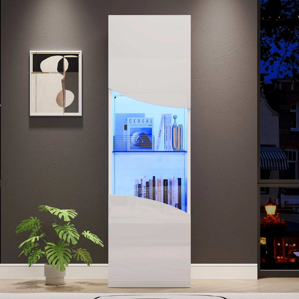 Vetrina Alta con Illuminazione LED ¨C MINIMAL ¨C Bianco Lucido 35x50x165cm