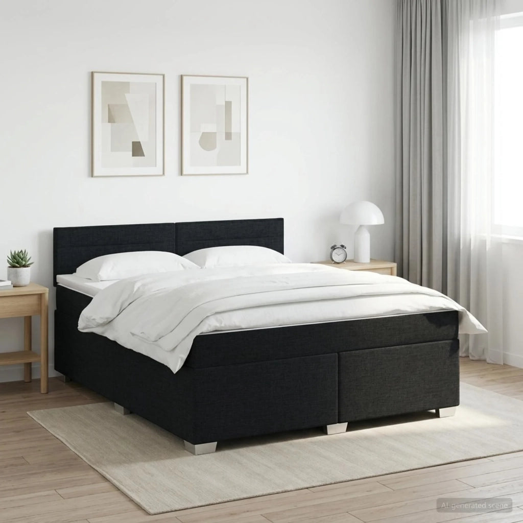 Letto box spring con materasso Nero 140 x 200 cm Tessuto 3450490
