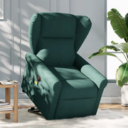Poltrona Alzapersona Massaggiante Verde Scuro in Tessuto 3303390