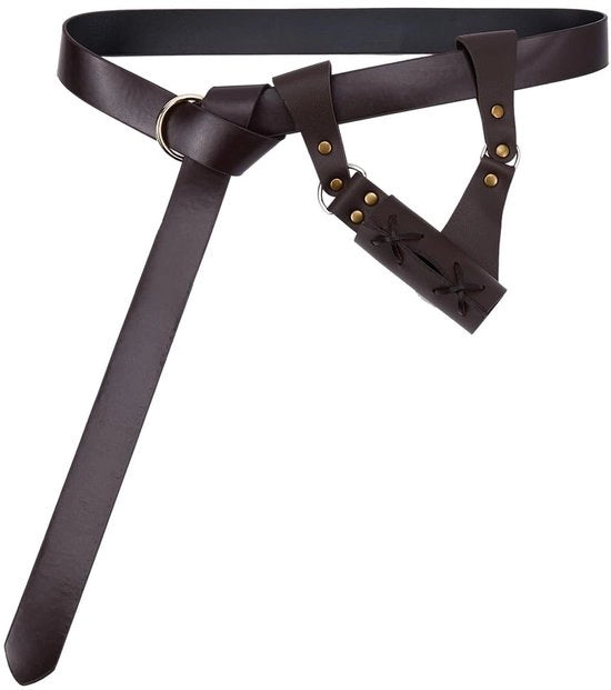 Cinturone da spalla adattabile per Halloween - Kunstleer PU marrone - Stile medievale retro - Adatto per adulti