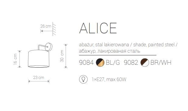 Applique Nowodvorski ALICE nera oro tessuto E27 60W