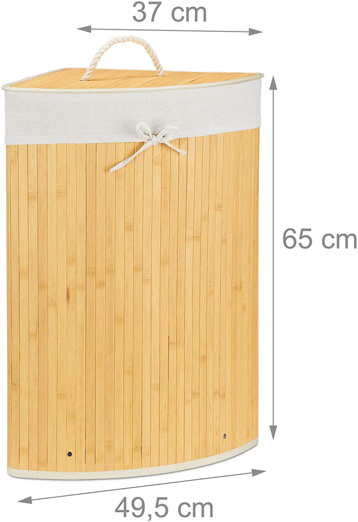 Cesto portabiancheria pieghevole con sacco triangolare 65 cm bambù natura 13_0001902_8