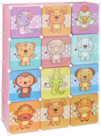 Scaffale portaoggetti per bambini armadietto modulare in plastica armadio animali armadio rosa 13_0001209