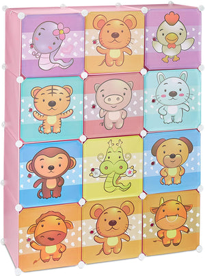 Scaffale portaoggetti per bambini armadietto modulare in plastica armadio animali armadio rosa 13_0001209