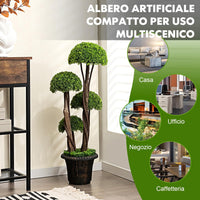 Albero Artificiale 90 CM, Cipresso Finto da Interno ed Esterno con Tronco in Rattan e Vaso Riempito di Cemento, Pianta Artificiale Realistica da Casa, Ingresso e Ufficio