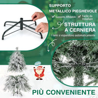 Albero di Natale Innevato 146/180 CM, Albero di Natale ArtificialePre-Luminoso con Cerniera e 150/250 Luci LED Bianche Calde, 279/519 Punte di Ramo, Ago di Pino (146 CM)
