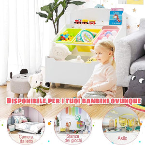 Scaffale Libreria per Bambini, Mobile Portalibri con Contenitori e Cassetti, 76 x 38 x 63,5 cm (Bianco)