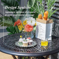 Tavolo da Pranzo Giaridno 91 cm, Tavolo da Bistro con Foro per Ombrellone da 5 cm, Tavolino Rotondo per Giardino Balcone Terazza, Portata 75 kg