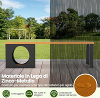 Panchina da Esterno in Metallo Lunga 150 CM con Cuccia per Gatti e Tappetino Tiragraffi, Seduta per 3 Persone, Portata 450 kg, Panchina Senza Schienale Resistente per Giardino