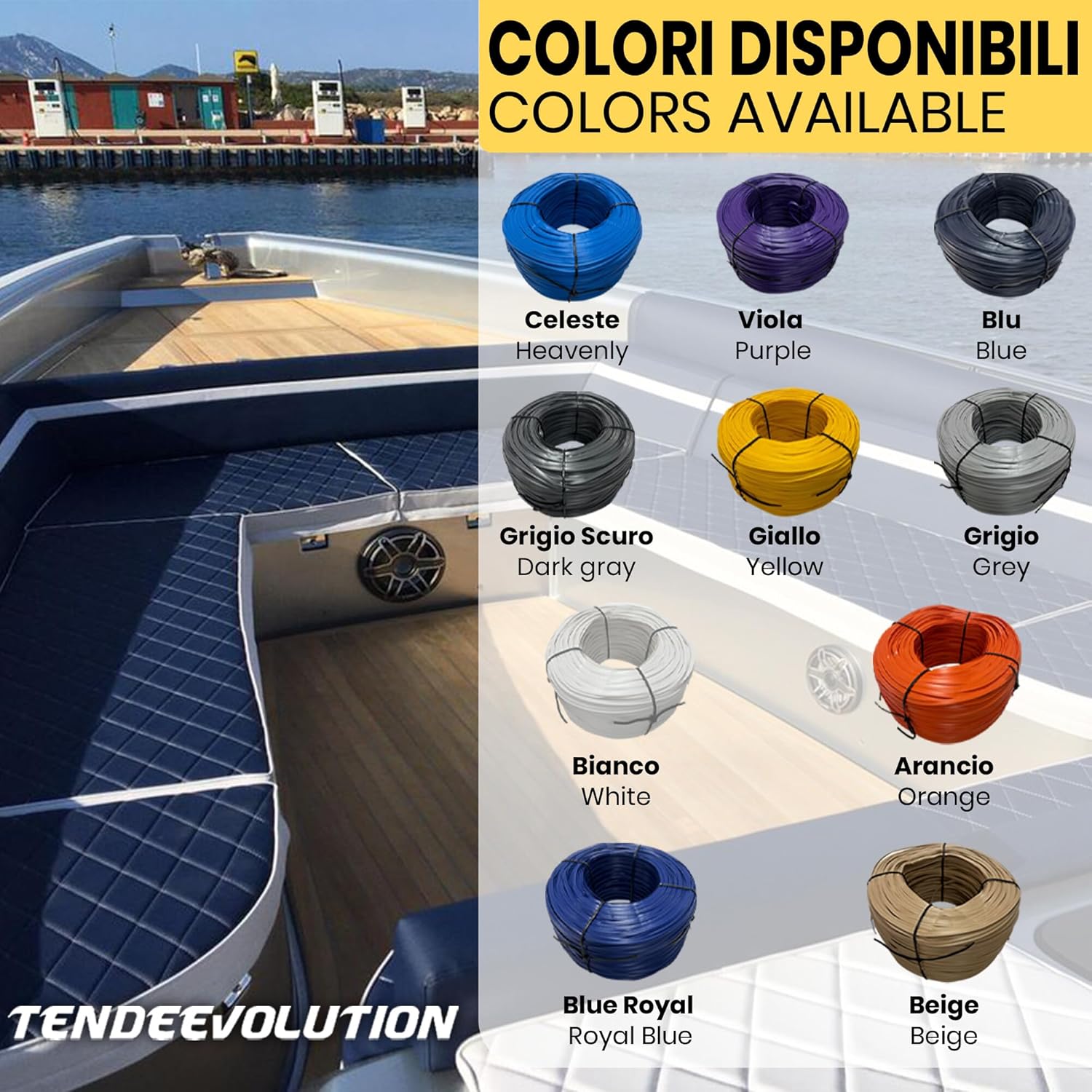 Bordino PVC Nero per Cuscineria Nautica - UV Resistant - 5MT - Perfetto per Imbarcazioni & Giardino