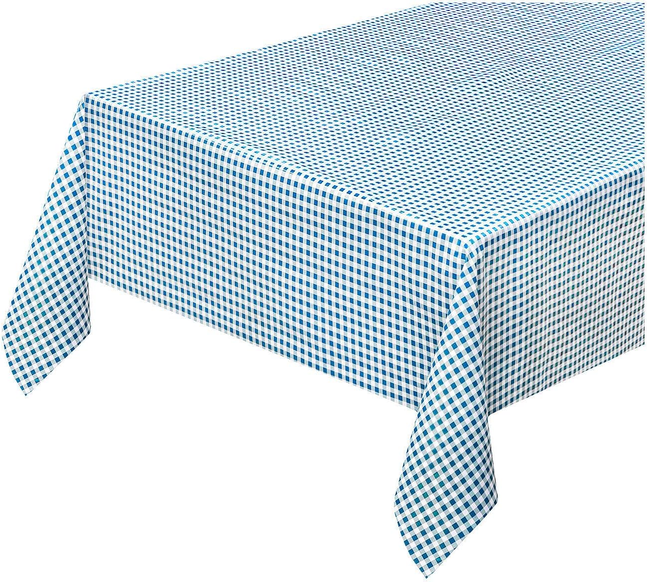 Tovaglia Cucina Antimacchia Plastificata 140x400 Cm Cerata Felpata CopriTavolo Quadretti Blu