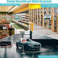 Set 2 Pezzi Supporto Poster Menù Stand per Pubblicità da Terra in Metallo, Girevole e Regolabile in Altezza, A4 / A3 (A3 Argento x 2)