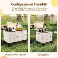 Carrello da Spiaggia Pieghevole 150 L, Carrello con Ruote Portatutto con Armadio a 2 Livelli e Manico Telescopico in Metallo, Carretto Giardino Portatile per Campeggio, Portata 120 kg (Bianco)