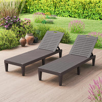 Set di 2 Sedie a Sdraio, Lettino Prendisole da Esterno in PP con Schienali Regolabili in 4 Posizioni, Sedia Reclinabile per Patio, Piscina, Terrazza, Portata 160 kg (Marrone)