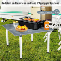 Tavolo da Campeggio Pieghevole per Esterni, Tavolo Picnic in Legno con Borsa Portatile, Tavolo da Campeggio Multifunzione per Spiaggia, Picnic, Pesca, Barbecue, 69 x 69 x 42 cm (Grigio)