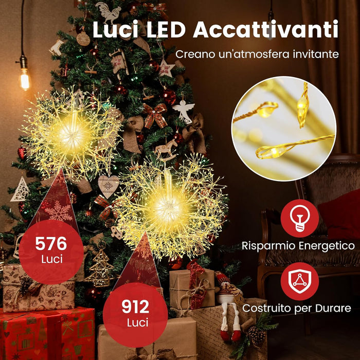 2 Luci a Sfera a LED di Natale, Luce a Sfera Sospese per Esterni con Luci Calde, per Casa, Giardino, Feste