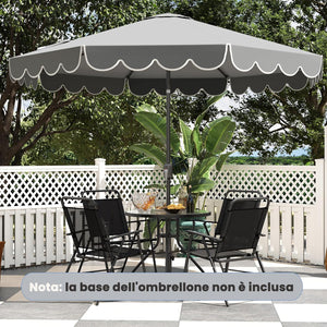 Ombrellone da Giardino 300 cm, Ombrellone Esterno con Manovella, Inclinazione Regolabile, Parasole Pieghevole con Doppio Tetto, 8 Stecche, per Giardino Piscina Patio (Grigio)